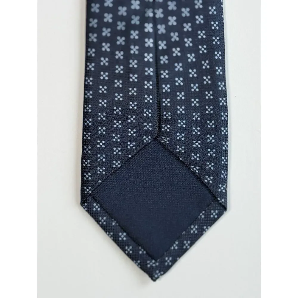 CHARLES TYRWHITT Men's 100% Silk Necktie Designer Blue with Light‎ Blue Dots EUC